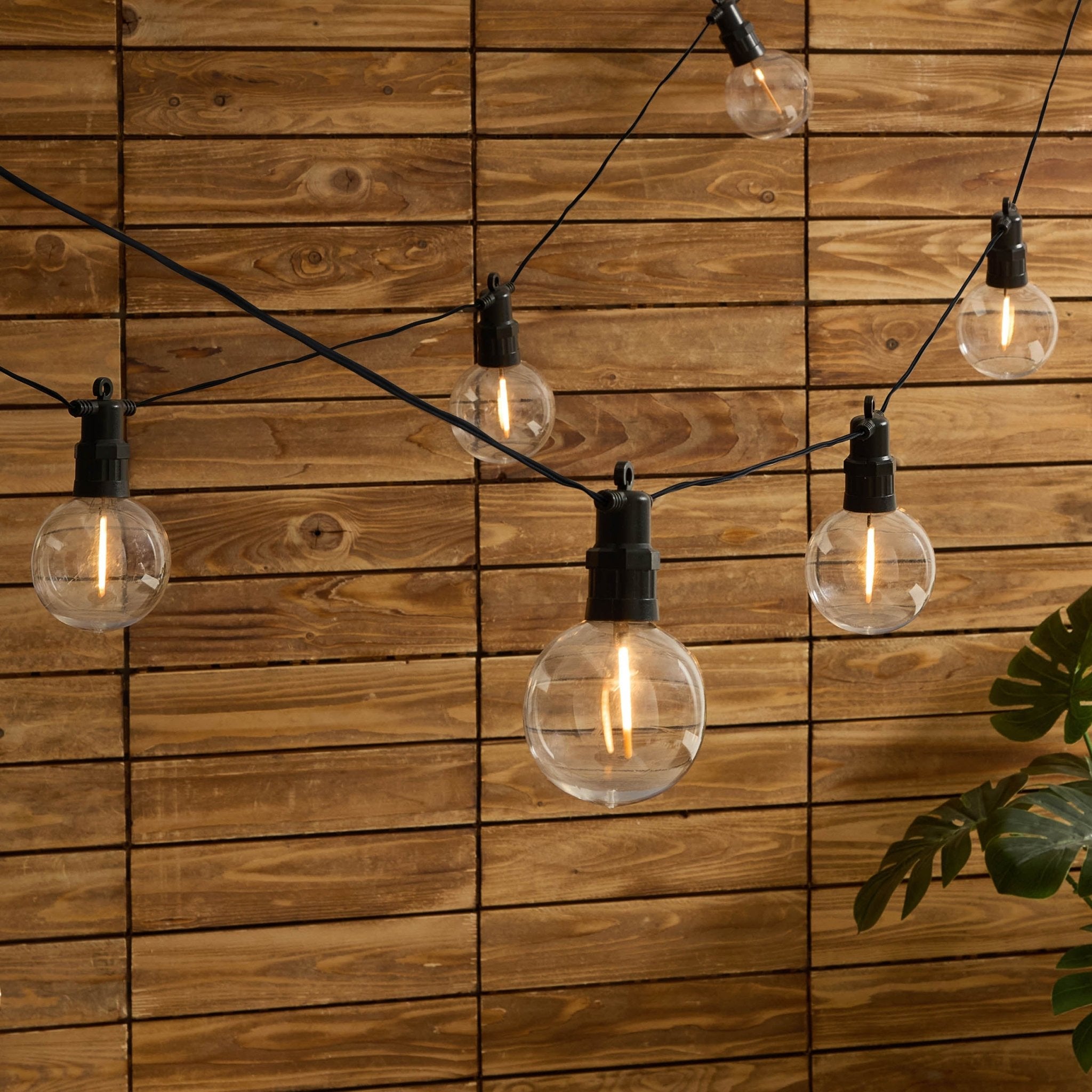 10 luci a festone da interno/esterno - alimentazione a rete, bianco, 10 lampadine
