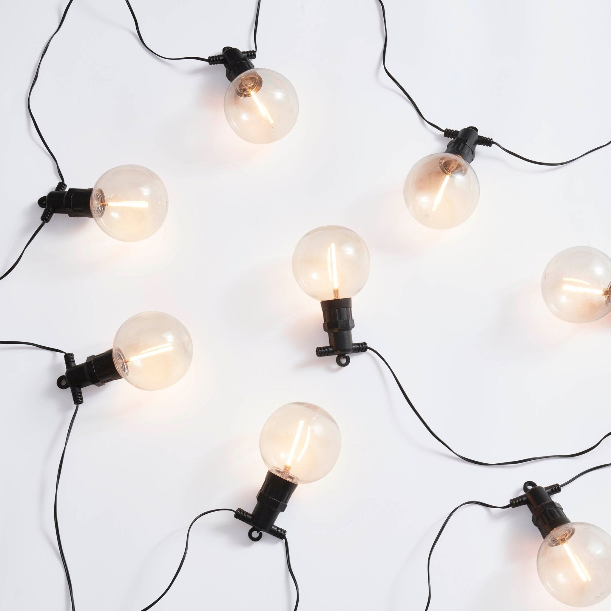 10 luci a festone da interno/esterno - alimentazione a rete, bianco, 10 lampadine