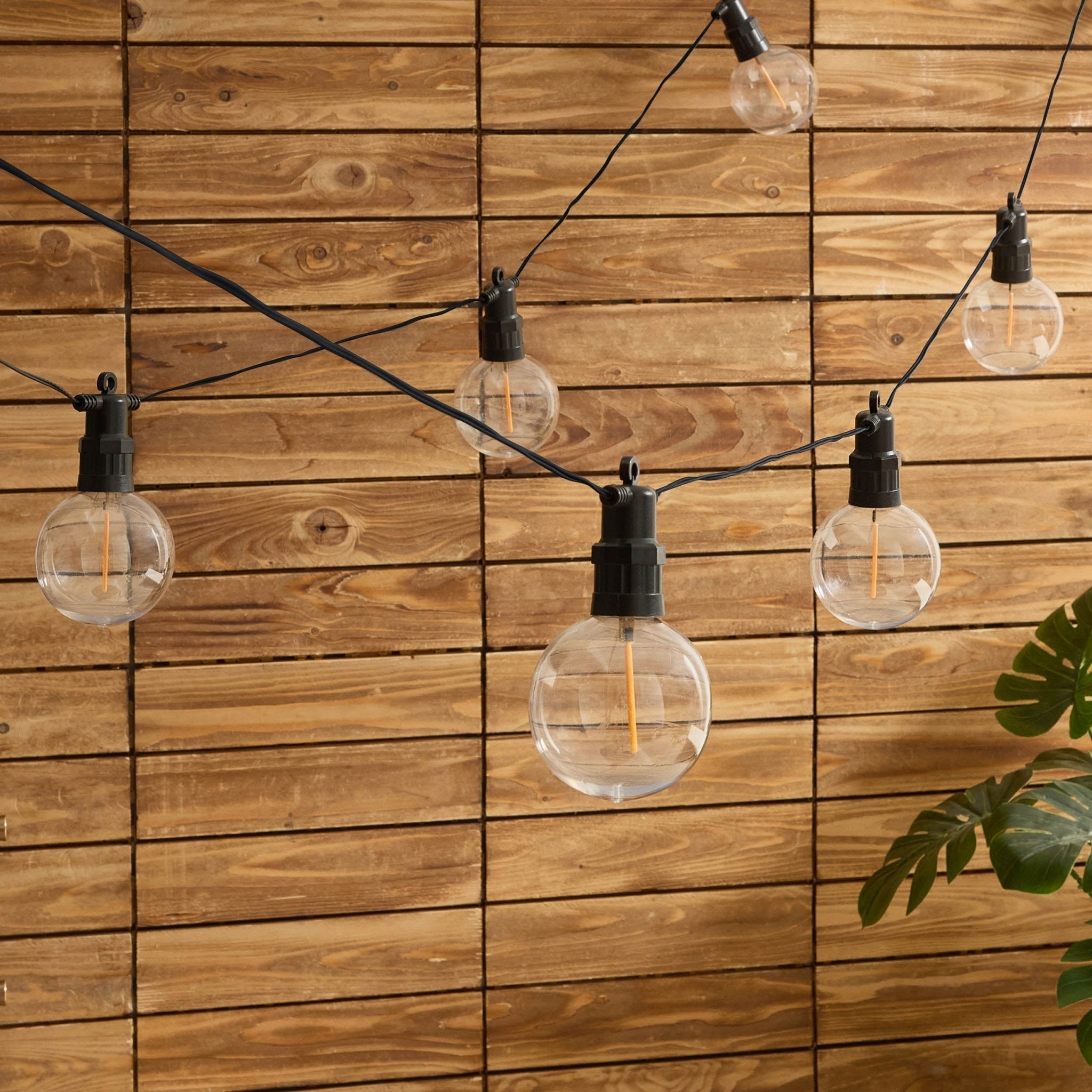 10 luci a festone da interno/esterno - alimentazione a rete, bianco, 10 lampadine