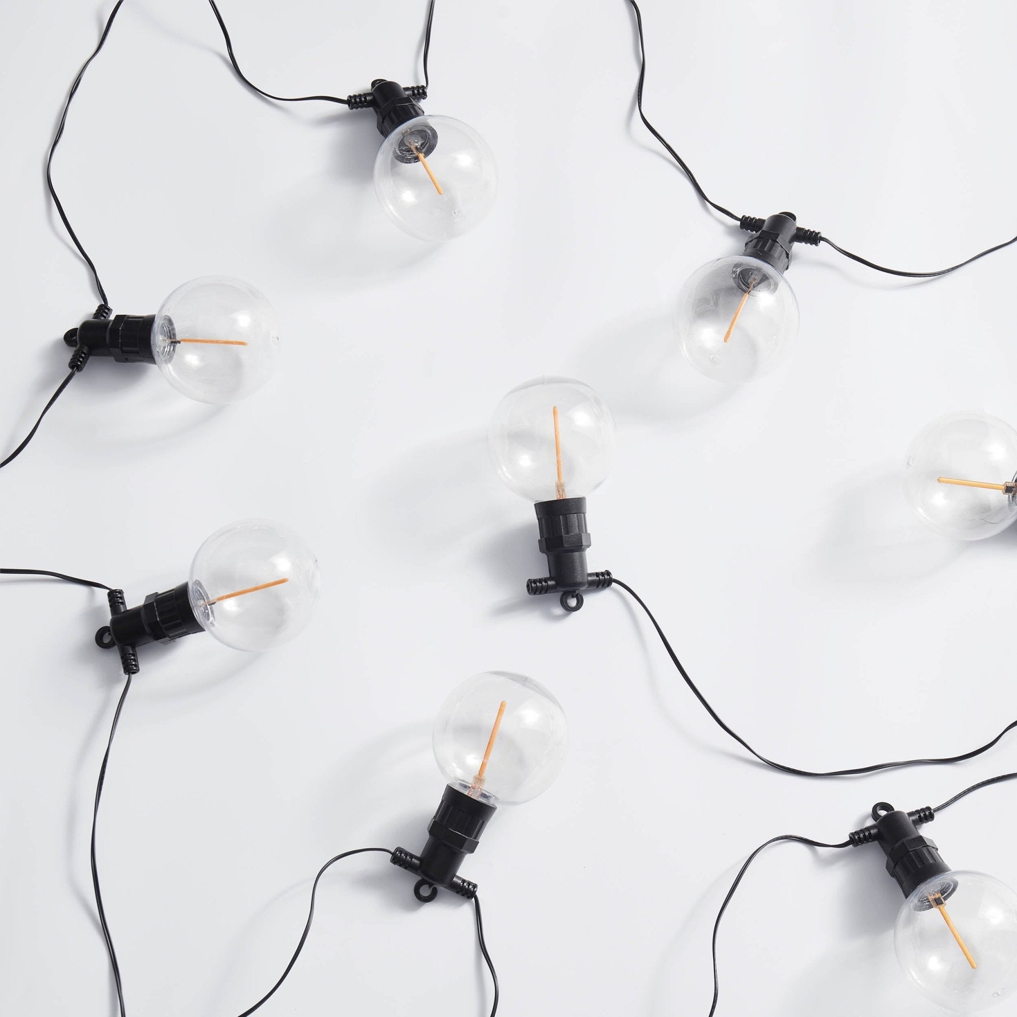 10 luci a festone da interno/esterno - alimentazione a rete, bianco, 10 lampadine