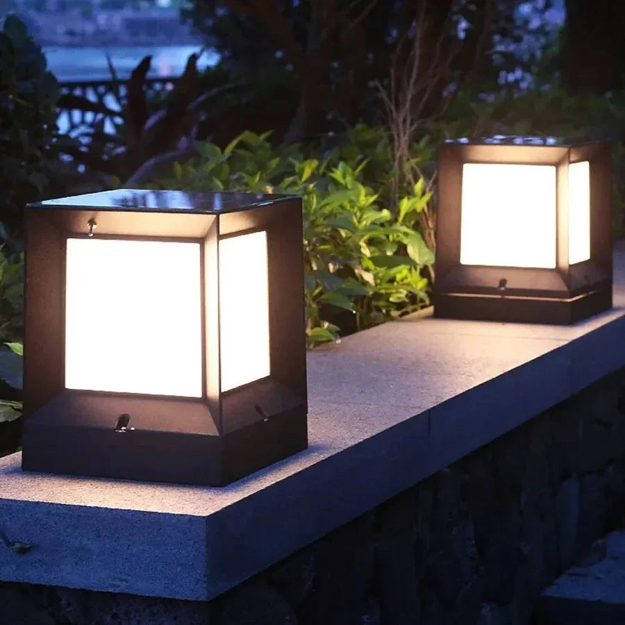 Lampada da esterno moderna cubo in alluminio per illuminazione di giardino, terrazza e percorsi