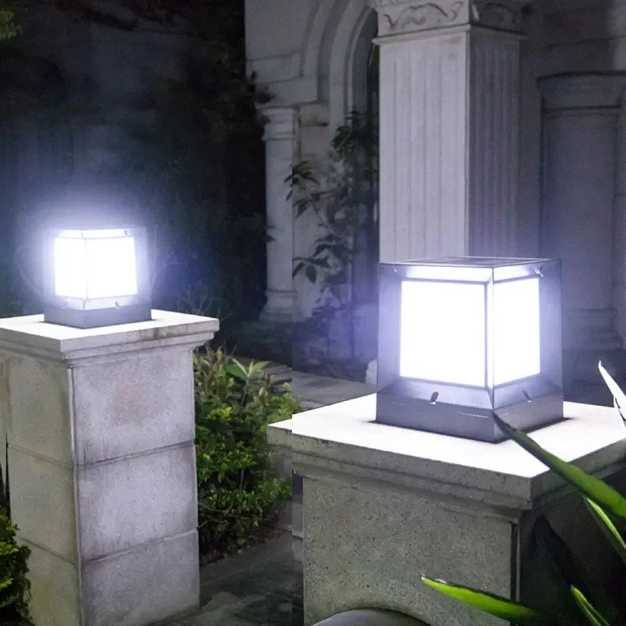 Lampada da esterno moderna cubo in alluminio per illuminazione di giardino, terrazza e percorsi