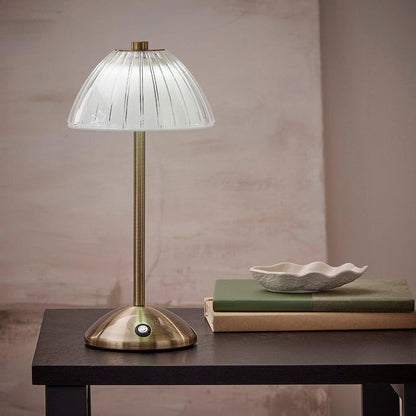 Lampada da tavolo wireless led charon con batteria ricaricabile - base oro, 30x15cm