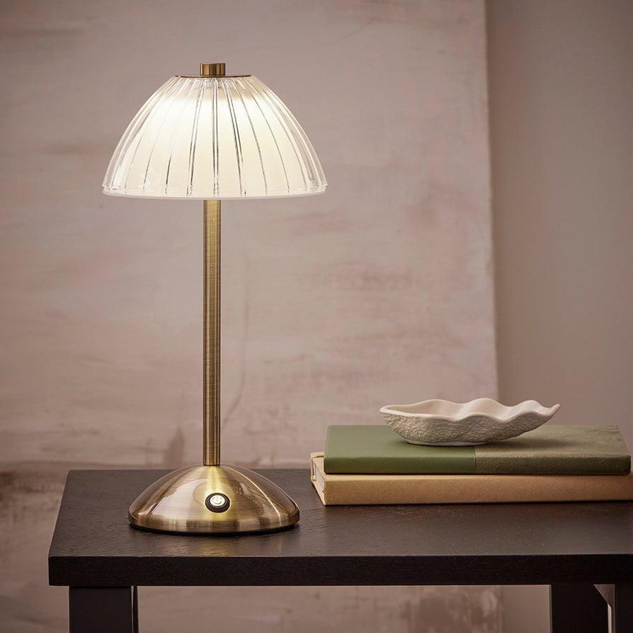Lampada da tavolo wireless led charon con batteria ricaricabile - base oro, 30x15cm
