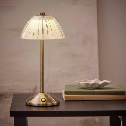 Lampada da tavolo wireless led charon con batteria ricaricabile - base oro, 30x15cm