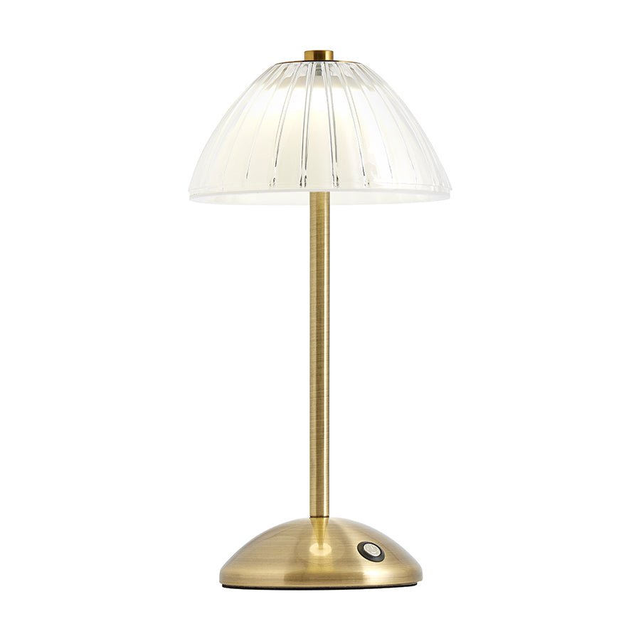 Lampada da tavolo wireless led charon con batteria ricaricabile - base oro, 30x15cm