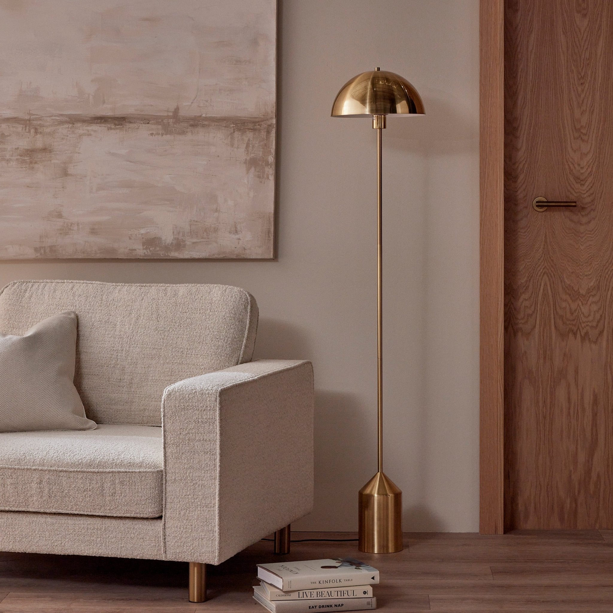 Lampada da terra oro stile art-deco, e27 max 10w, illuminazione elegante per soggiorno