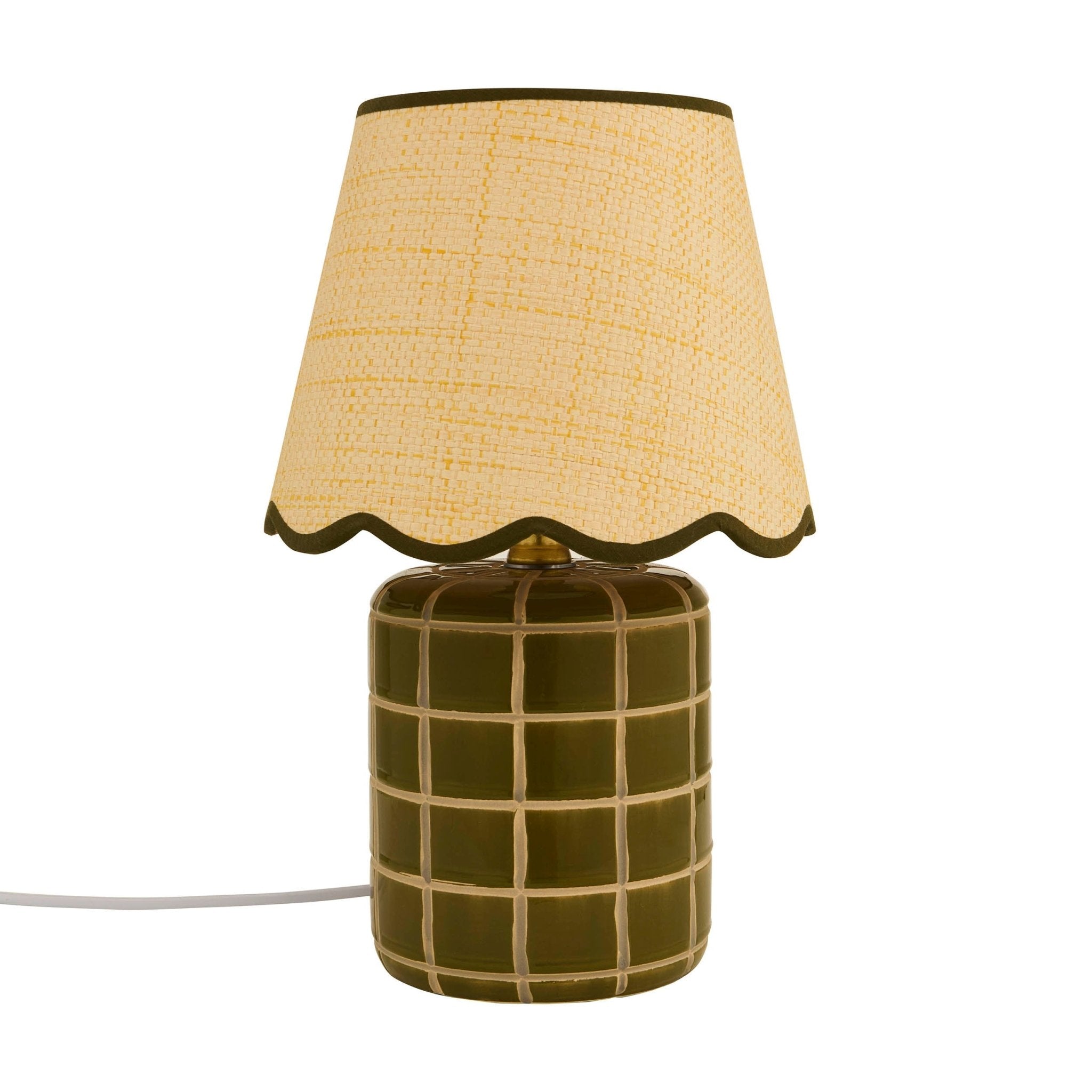 Lampada da tavolo vivienne in ceramica intagliata - verde